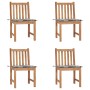 Sillas de jardín 4 unidades madera maciza de teca con cojines de vidaXL, Sillas de jardín - Ref: Foro24-3073102, Precio: 466,...