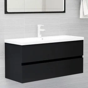 Mueble con lavabo madera de ingeniería negro de vidaXL, Tocadores de baño - Ref: Foro24-3071568, Precio: 286,78 €, Descuento: %
