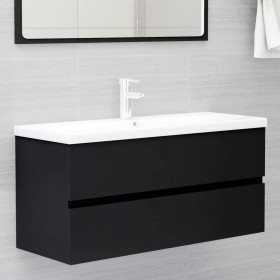 Mueble con lavabo madera de ingeniería negro de vidaXL, Tocadores de baño - Ref: Foro24-3071568, Precio: 299,38 €, Descuento: %