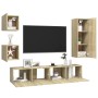Set muebles de salón TV 5 pzas madera ingeniería roble Sonoma en Muebles TV | Comprar online en Foru.es