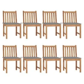 Sillas de jardín 8 unidades madera de teca con cojines de vidaXL, Sillas de jardín - Ref: Foro24-3073143, Precio: 900,85 €, D...