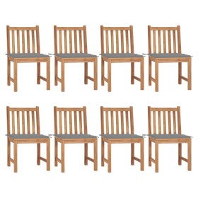 Sillas de jardín 8 unidades madera de teca con cojines de vidaXL, Sillas de jardín - Ref: Foro24-3073143, Precio: 995,85 €, D...