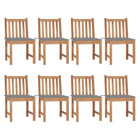 Sillas de jardín 8 unidades madera de teca con cojines de vidaXL, Sillas de jardín - Ref: Foro24-3073143, Precio: 995,85 €, D...