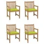 Sillas de jardín 4 uds madera de teca y cojines verde brillante de vidaXL, Sillas de jardín - Ref: Foro24-3073015, Precio: 58...