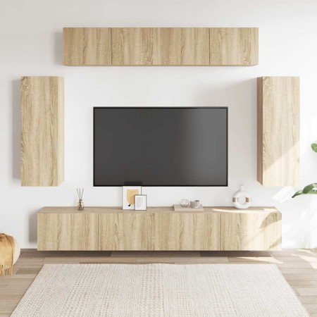 Set muebles de salón TV 6 pzas madera ingeniería roble Sonoma en Muebles TV | Comprar online en Foru.es