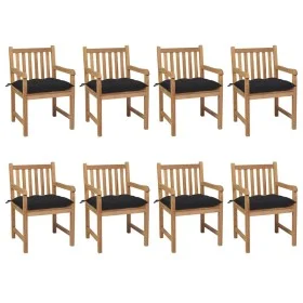Sillas de jardín 8 uds madera maciza de teca cojines negro de vidaXL, Sillas de jardín - Ref: Foro24-3073080, Precio: 1,00 €,...