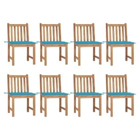 Sillas de jardín 8 unidades madera de teca con cojines de vidaXL, Sillas de jardín - Ref: Foro24-3073146, Precio: 866,24 €, D...