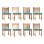 Sillas de jardín 8 unidades madera de teca con cojines de vidaXL, Sillas de jardín - Ref: Foro24-3073146, Precio: 956,18 €, D...