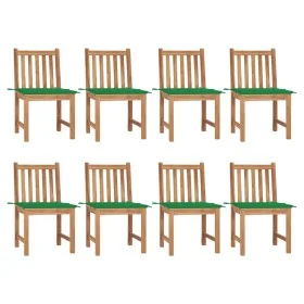 Sillas de jardín 8 unidades madera de teca con cojines de vidaXL, Sillas de jardín - Ref: Foro24-3073147, Precio: 885,71 €, D...
