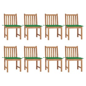 Sillas de jardín 8 unidades madera de teca con cojines de vidaXL, Sillas de jardín - Ref: Foro24-3073147, Precio: 977,01 €, D...