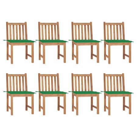 Sillas de jardín 8 unidades madera de teca con cojines de vidaXL, Sillas de jardín - Ref: Foro24-3073147, Precio: 977,01 €, D...