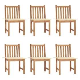 Gartenstühle 6 Einheiten mit massiven Teakholzkissen von vidaXL, Gartenstühle - Ref: Foro24-3073117, Preis: 675,10 €, Rabatt: %