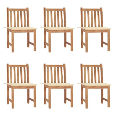Sillas de jardín 6 unidades con cojines madera maciza de teca de vidaXL, Sillas de jardín - Ref: Foro24-3073117, Precio: 694,...