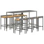 Mesa bar y taburetes jardín 9 pzas madera acacia ratán PE gris de vidaXL, Conjuntos de jardín - Ref: Foro24-3187681, Precio: ...