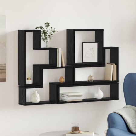 Cubo de Pared Roble negro 96 x 12 x 64 cm Madera contrachapada en Estanterías | Comprar online en Foru.es