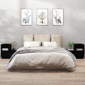 Mesitas de noche 2 uds madera maciza de pino negro 60x34x51 cm de vidaXL, Mesitas de noche - Ref: Foro24-814383, Precio: 102,...