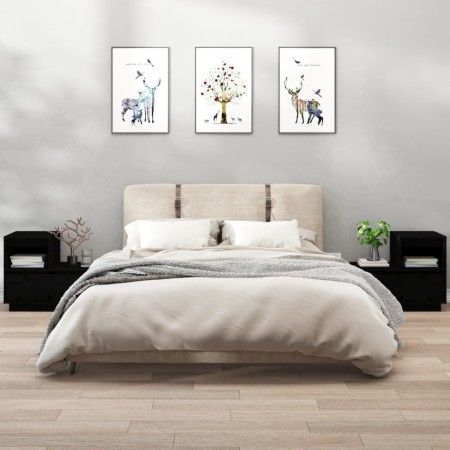 Mesitas de noche 2 uds madera maciza de pino negro 60x34x51 cm de vidaXL, Mesitas de noche - Ref: Foro24-814383, Precio: 102,...