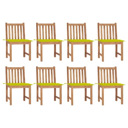Sillas de jardín 8 unidades madera de teca con cojines de vidaXL, Sillas de jardín - Ref: Foro24-3073153, Precio: 979,59 €, D...