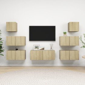 Juego de muebles de salón 7 piezas roble Sonoma en Muebles TV | Comprar online en Foru.es