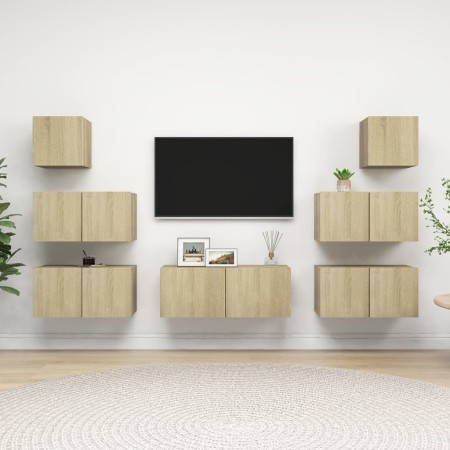 Juego de muebles de salón 7 piezas roble Sonoma en Muebles TV | Comprar online en Foru.es