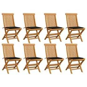 Garden chairs 8 units teak wood with black cushions by vidaXL, Garden chairs - Ref: Foro24-3072924, Price: 494,66 €, Discount: %