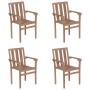 Sillas de jardín apilables 4 uds madera maciza teca con cojines de vidaXL, Sillas de jardín - Ref: Foro24-3073396, Precio: 51...