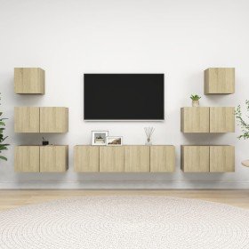 Set de muebles salón TV 8 pzas madera ingeniería roble Sonoma en Muebles TV | Comprar online en Foru.es
