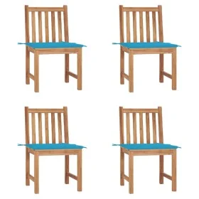 Sillas de jardín 4 unidades madera maciza de teca con cojines de vidaXL, Sillas de jardín - Ref: Foro24-3073092, Precio: 434,...