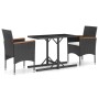 Juego de comedor para jardín 3 piezas negro de vidaXL, Conjuntos de jardín - Ref: Foro24-3072437, Precio: 184,56 €, Descuento: %