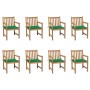 Sillas de jardín 8 uds madera maciza de teca cojines verde de vidaXL, Sillas de jardín - Ref: Foro24-3073063, Precio: 1,00 €,...
