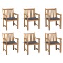 Sillas de jardín 6 uds madera maciza de teca cojines antracita de vidaXL, Sillas de jardín - Ref: Foro24-3073031, Precio: 920...