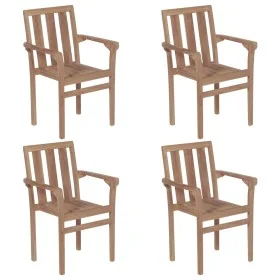 Sillas apilables de jardín 4 unidades madera maciza de teca de vidaXL, Sillas de jardín - Ref: Foro24-3073376, Precio: 475,68...