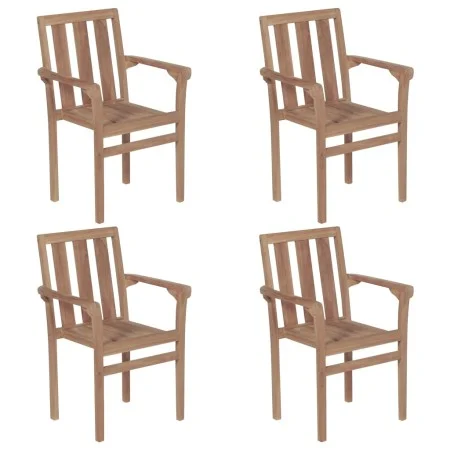 Sillas apilables de jardín 4 unidades madera maciza de teca de vidaXL, Sillas de jardín - Ref: Foro24-3073376, Precio: 475,68...