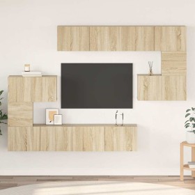 Set de muebles para TV 8 pzas madera contrachapada roble Sonoma en Muebles TV | Comprar online en Foru.es