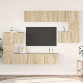 Set de muebles para TV 8 pzas madera contrachapada roble Sonoma en Muebles TV | Comprar online en Foru.es