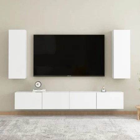 Muebles de salón 4 piezas madera de ingeniería blanco de vidaXL, Muebles TV - Ref: Foro24-3074455, Precio: 188,80 €, Descuent...