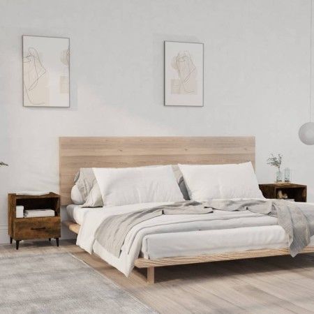 Mesita de noche 2 uds madera contrachapada color roble ahumado de vidaXL, Mesitas de noche - Ref: Foro24-817304, Precio: 69,6...