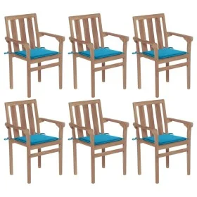 Stackable garden chairs 6 pcs solid teak wood with cushions by vidaXL, Garden chairs - Ref: Foro24-3073410, Price: 736,09 €, ...