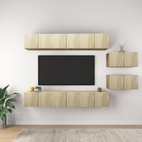 Set de muebles salón TV 8 pzas madera ingeniería roble Sonoma en Muebles TV | Comprar online en Foru.es
