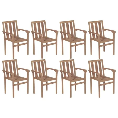 Sillas apilables de jardín 8 unidades madera maciza de teca de vidaXL, Sillas de jardín - Ref: Foro24-3073378, Precio: 1,00 €...