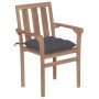 Sillas de jardín apilables 4 uds madera maciza teca con cojines de vidaXL, Sillas de jardín - Ref: Foro24-3073394, Precio: 50...