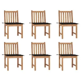 Sillas de jardín 6 unidades con cojines madera maciza de teca de vidaXL, Sillas de jardín - Ref: Foro24-3073122, Precio: 661,...