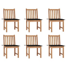 Sillas de jardín 6 unidades con cojines madera maciza de teca de vidaXL, Sillas de jardín - Ref: Foro24-3073122, Precio: 679,...