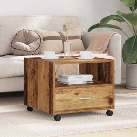 Mesa de Café con cajón Madera envejecida 55 x 55 x 45cm en Mesas de centro | Comprar online en Foru.es