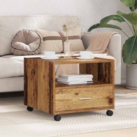 Mesa de Café con cajón Madera envejecida 55 x 55 x 45cm en Mesas de centro | Comprar online en Foru.es