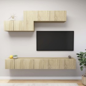 Set de muebles salón TV 6 pzas madera ingeniería roble Sonoma en Muebles TV | Comprar online en Foru.es