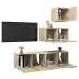 Set muebles de salón TV 4 piezas madera ingeniería roble Sonoma en Muebles TV | Comprar online en Foru.es