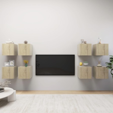 Muebles de pared para TV 8 uds color roble Sonoma 30,5x30x30cm en Muebles TV | Comprar online en Foru.es