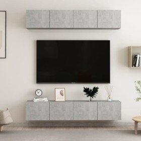 Juego de muebles de salón 4 piezas gris hormigón 80x30x30 cm en Muebles TV | Comprar online en Foru.es