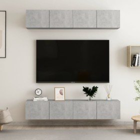 Juego de muebles de salón 4 piezas gris hormigón 80x30x30 cm en Muebles TV | Comprar online en Foru.es